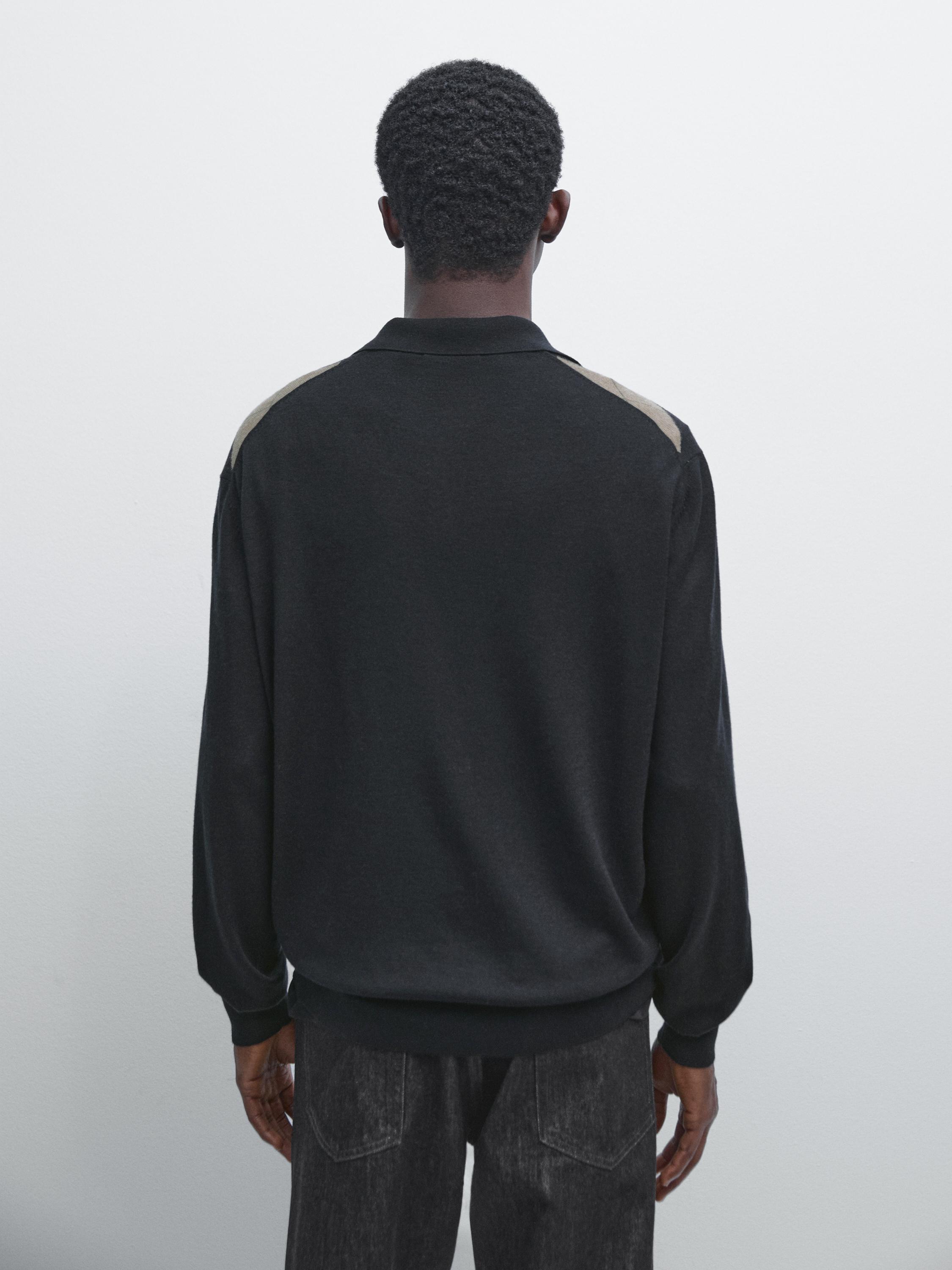 Pull polo laine en maille à losanges